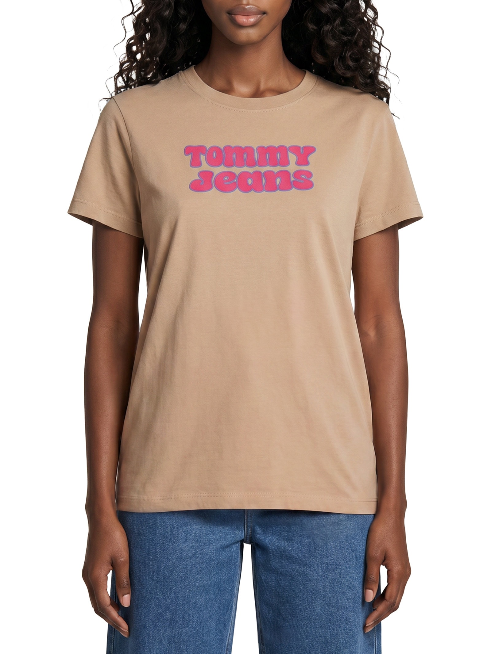 Camiseta Feminina Manga Curta Reg Essential Logo 2 Tee Ext Marrom Tommy Jeans