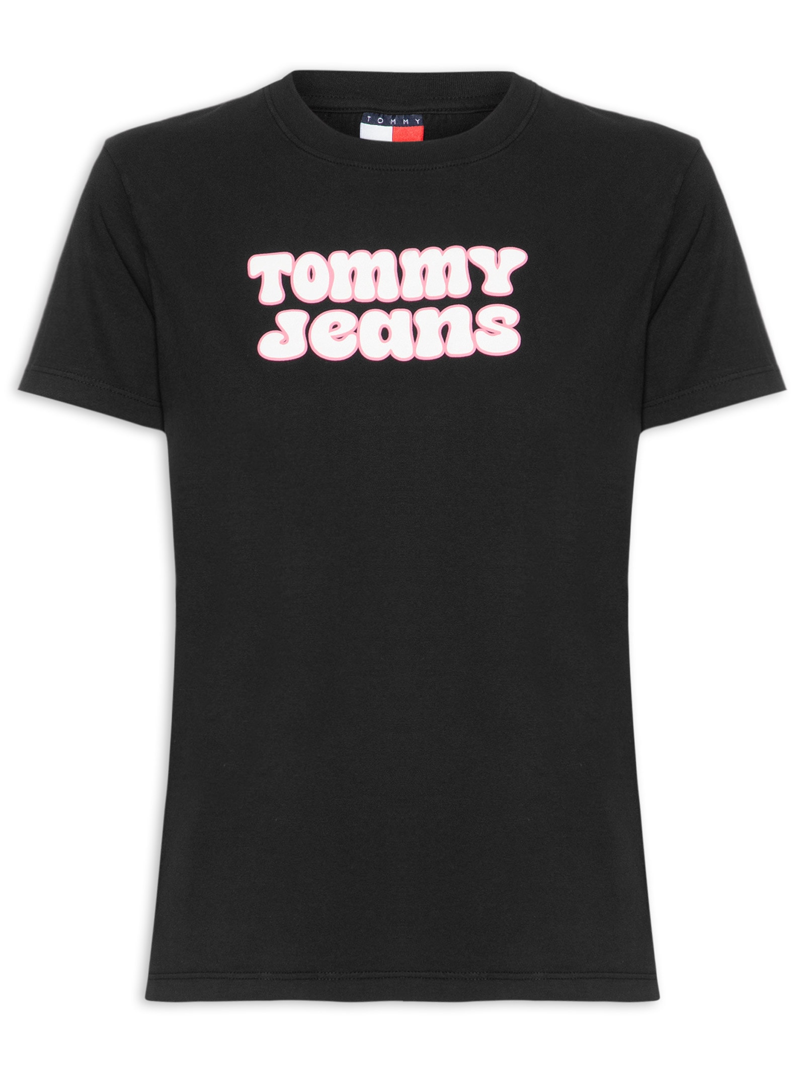 Camiseta Feminina Manga Curta Reg Essential Logo 2 Tee Ext Preto Tommy Jeans