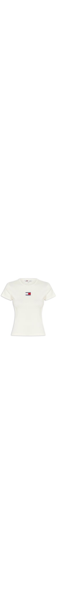 Camiseta Feminina Manga Curta Slim Badge Rib Tee - Off White