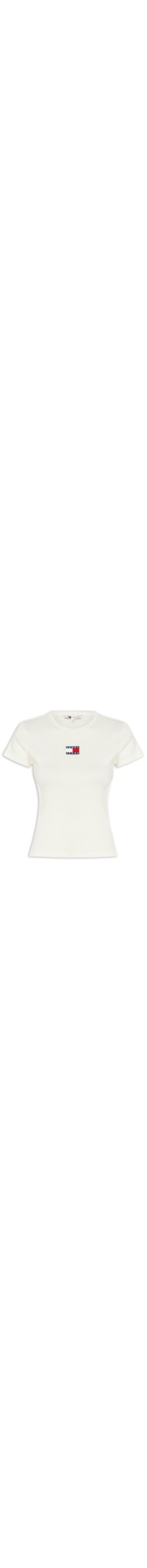Camiseta Feminina Manga Curta Slim Badge Rib Tee - Off White