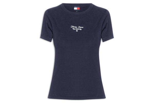 Camiseta Feminina Manga Curta Slim Ess Logo - Azul