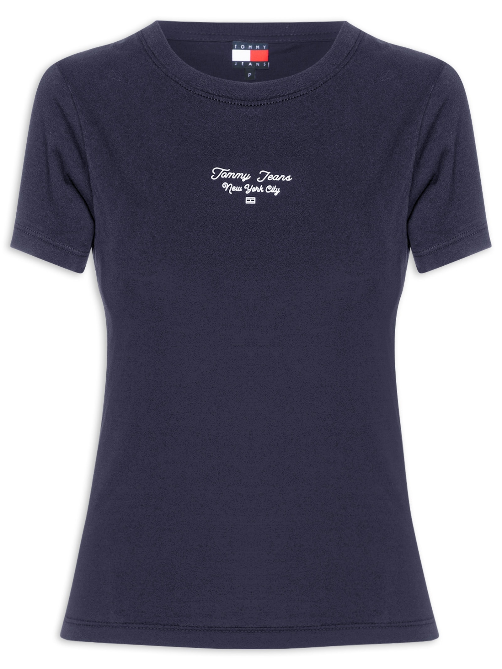Camiseta Feminina Manga Curta Slim Ess Logo Azul Tommy Jeans
