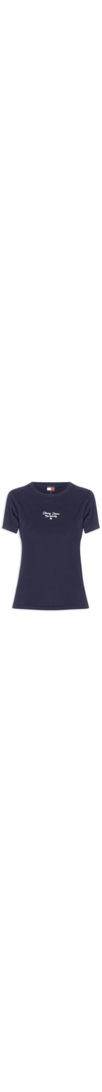 Camiseta Feminina Manga Curta Slim Ess Logo - Azul