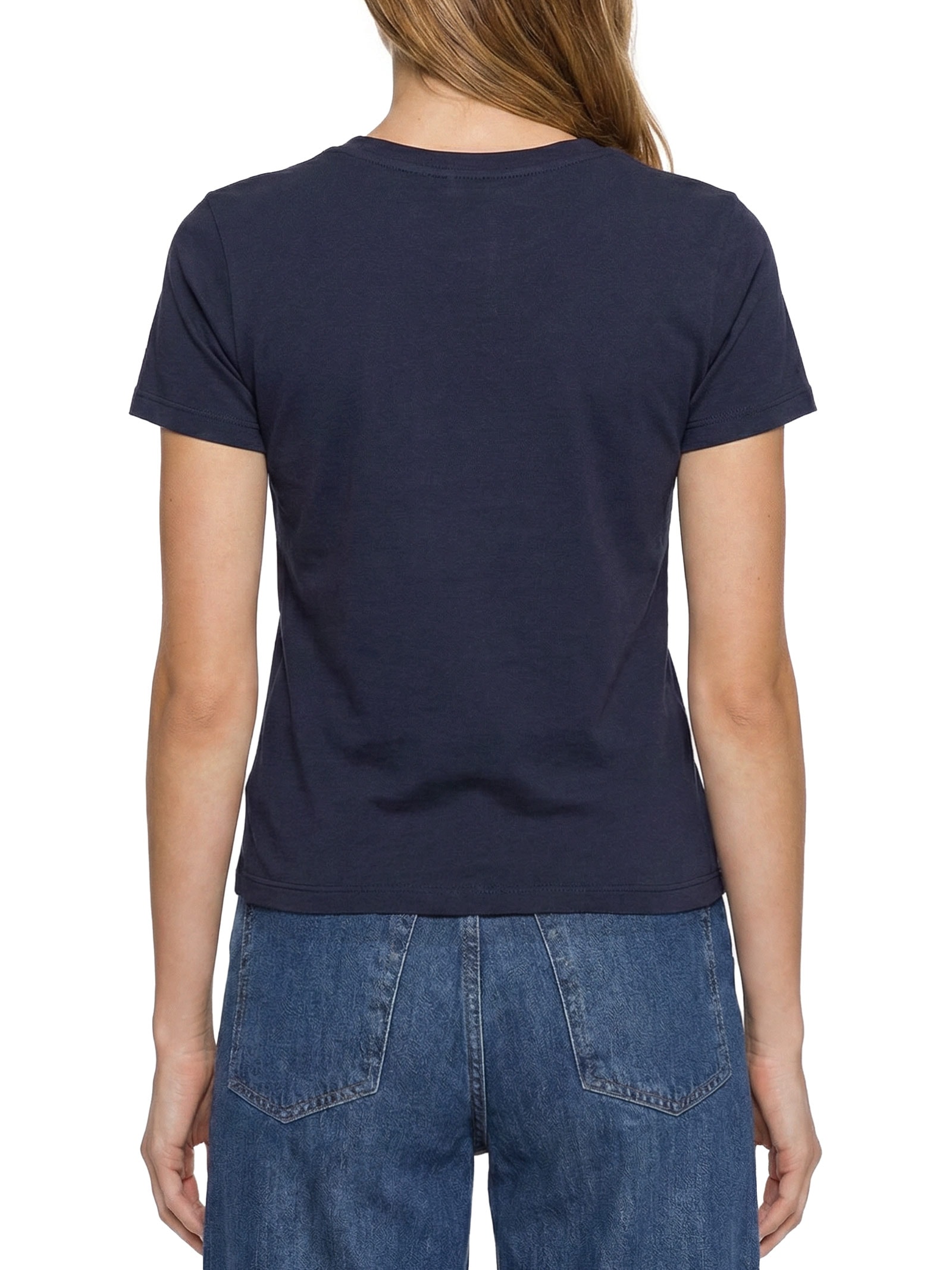 Camiseta Feminina Manga Curta Slim Ess Logo Azul Tommy Jeans