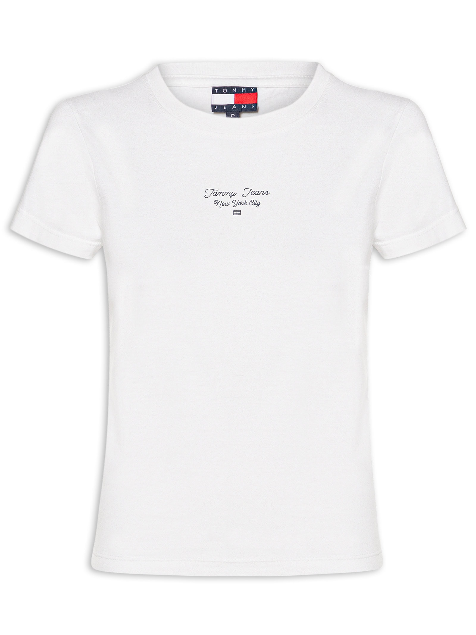 Camiseta Feminina Manga Curta Slim Ess Logo Branco Tommy Jeans