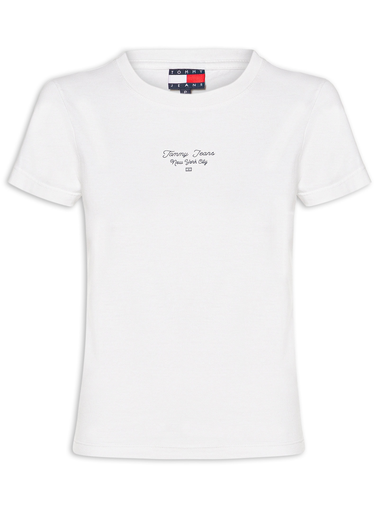 Camiseta Feminina Manga Curta Slim Ess Logo Branco Tommy Jeans