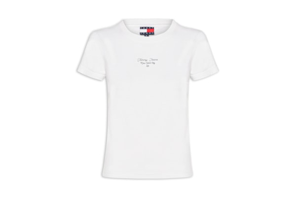 Camiseta Feminina Manga Curta Slim Ess Logo - Branco