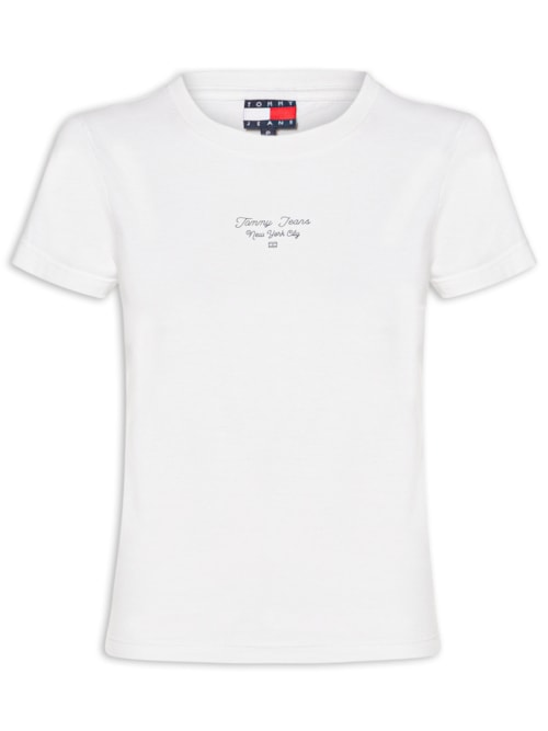 Camiseta Feminina Manga Curta Slim Ess Logo - Branco