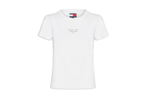 Camiseta Feminina Manga Curta Slim Ess Logo - Branco