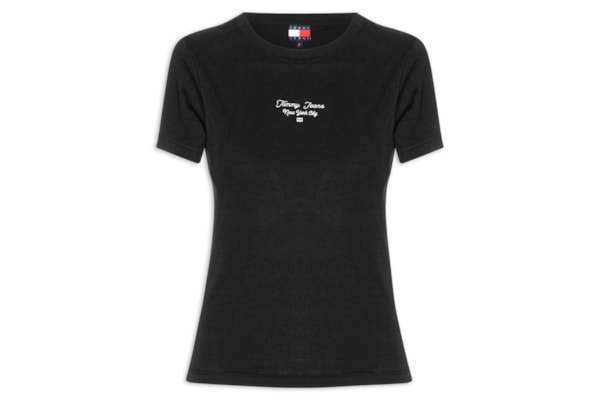 Camiseta Feminina Manga Curta Slim Ess Logo - Preto