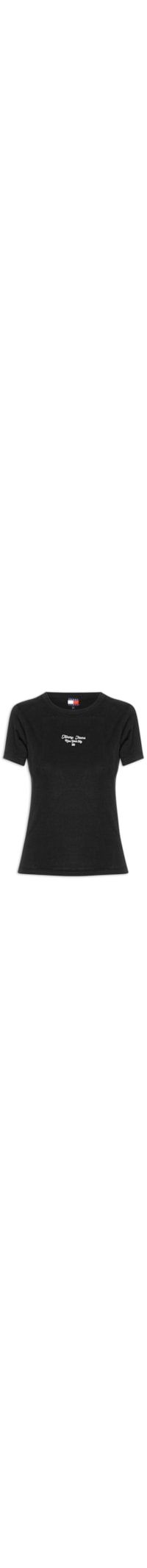 Camiseta Feminina Manga Curta Slim Ess Logo - Preto