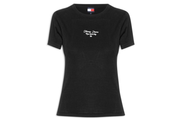 Camiseta Feminina Manga Curta Slim Ess Logo - Preto