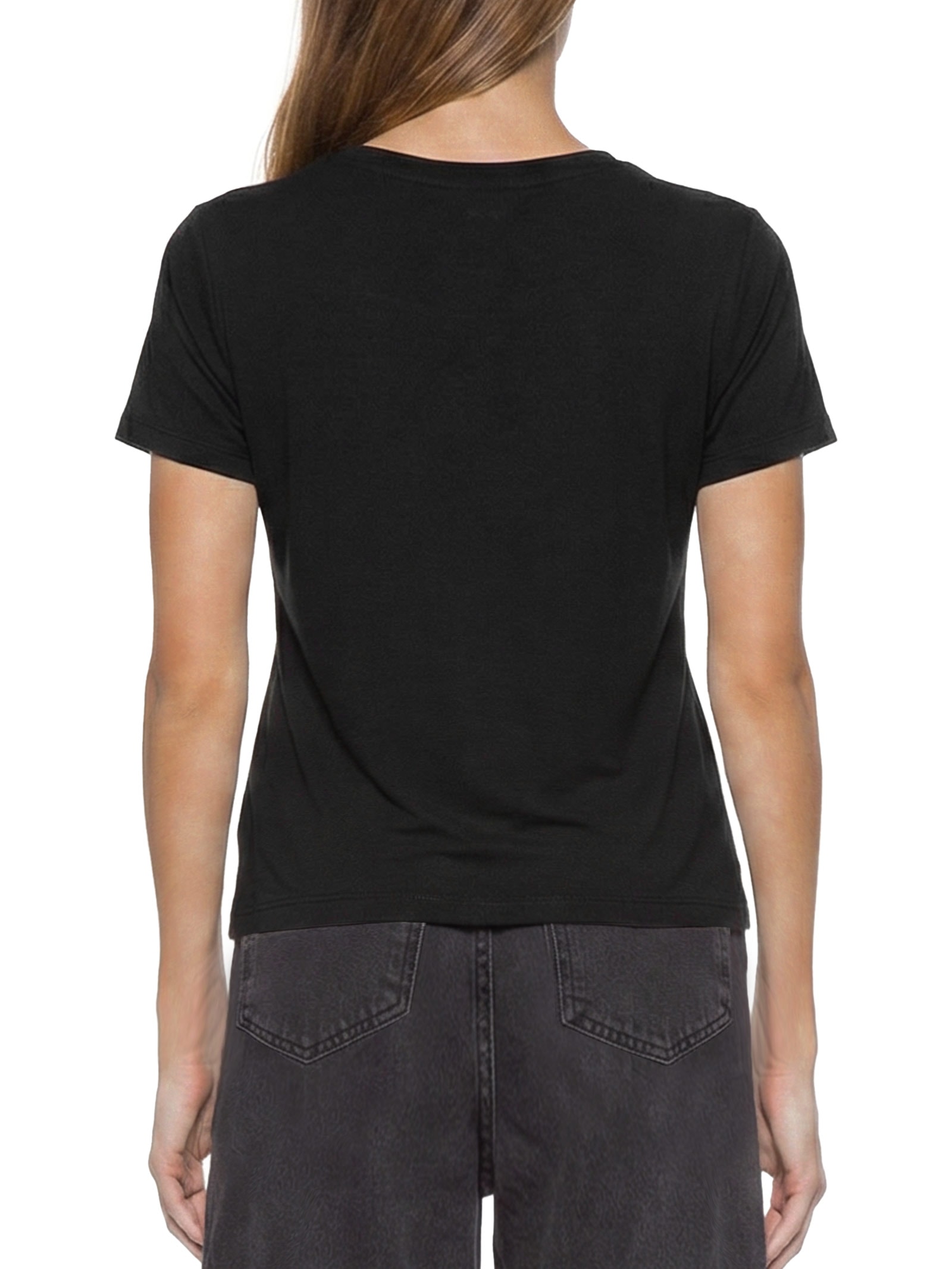 Camiseta Feminina Manga Curta Slim Ess Logo Preto Tommy Jeans