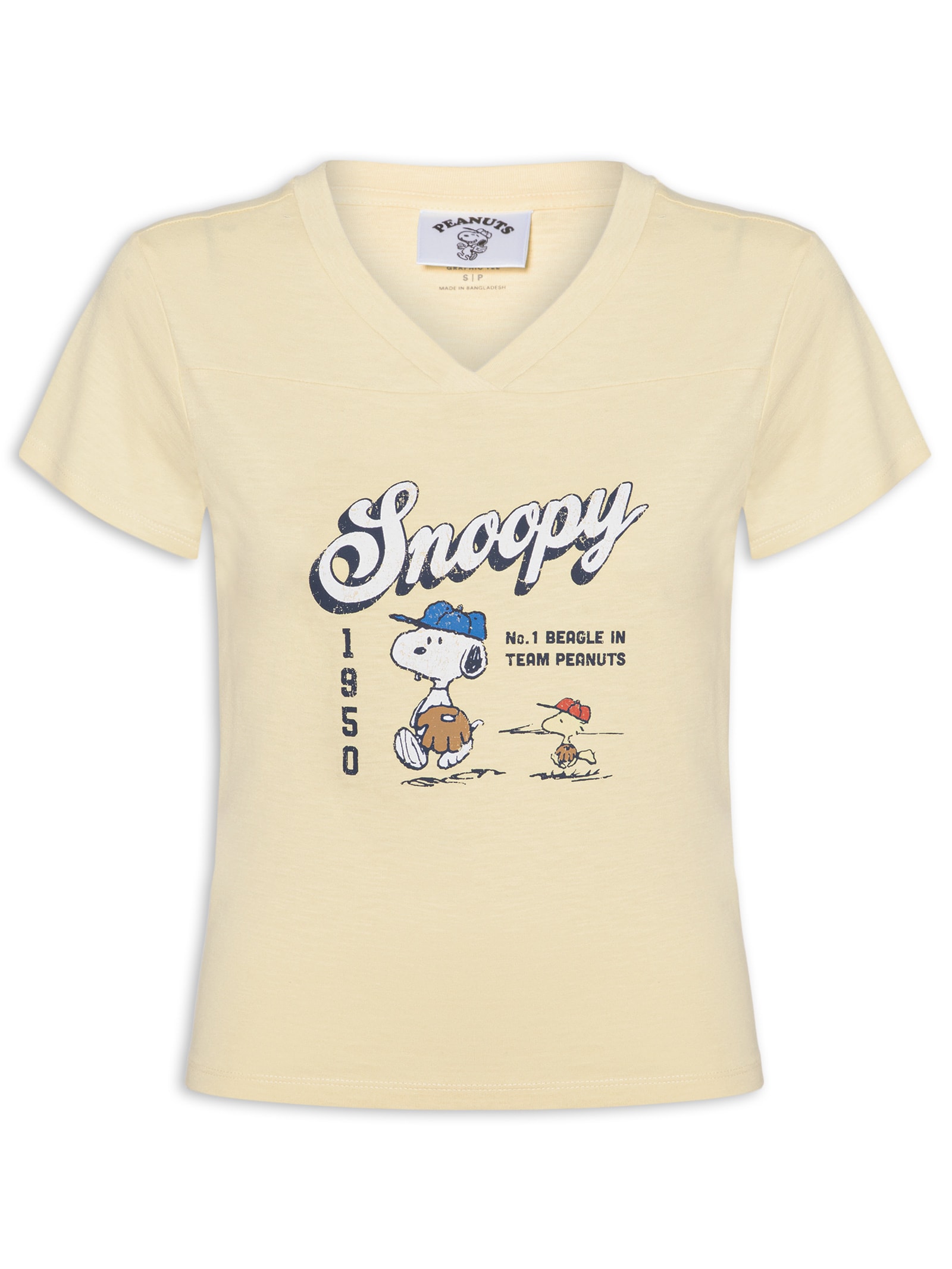 Camiseta Feminina Manga Curta The Lcn V Neck Original Tee – Amarelo Cotton On