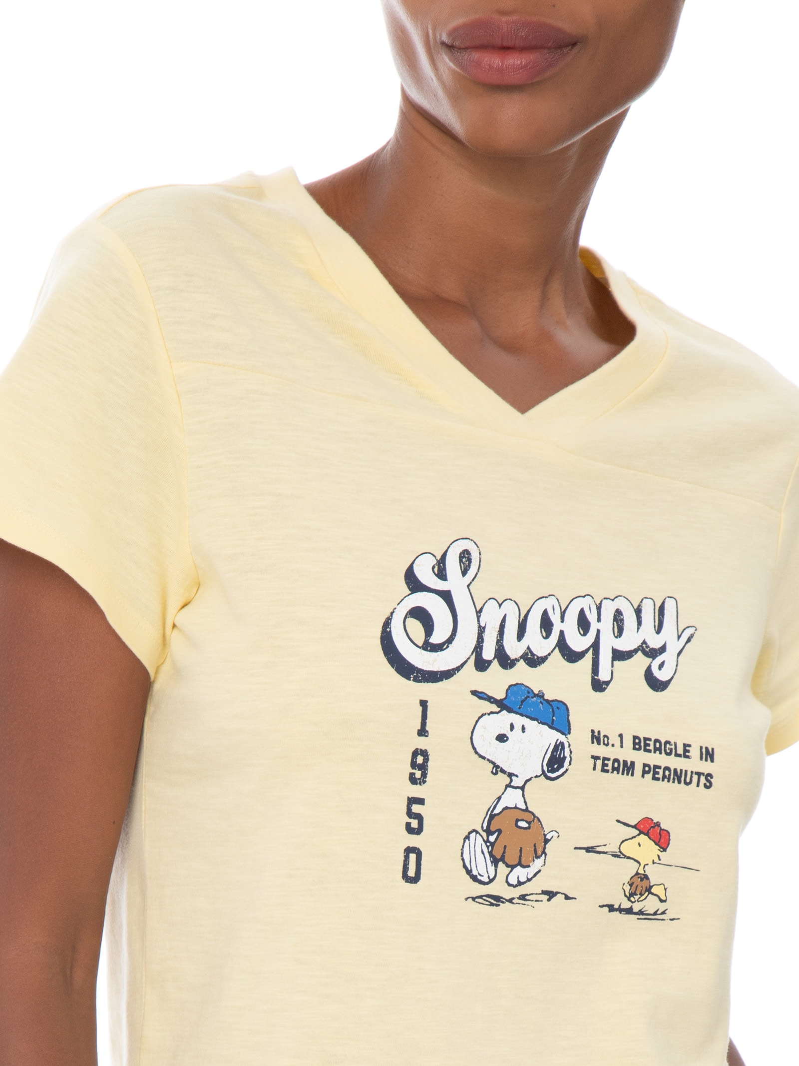 Camiseta Feminina Manga Curta The Lcn V Neck Original Tee – Amarelo Cotton On