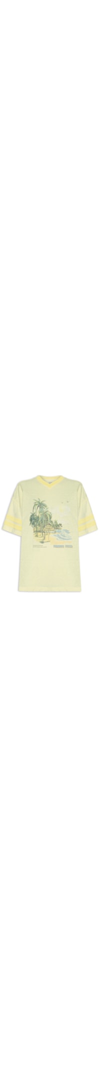 Camiseta Feminina Manga Curta V Neck Vacay Graphic Tee - Amarelo