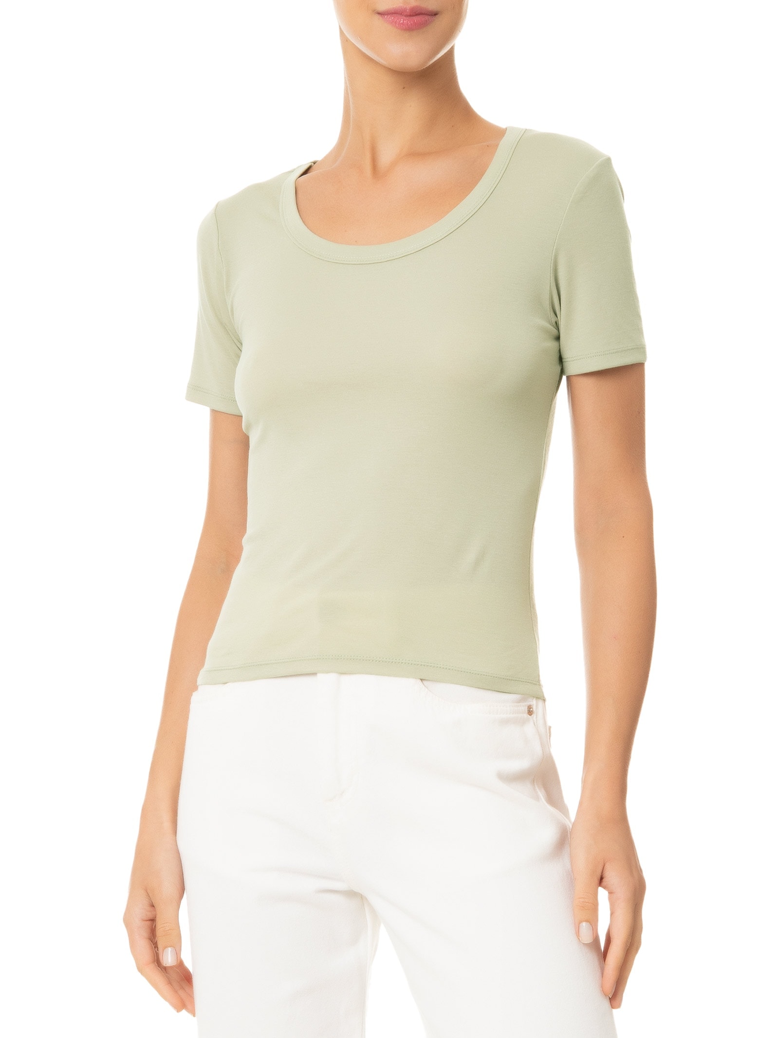 Camiseta Feminina Manga Curta Verde Basiq