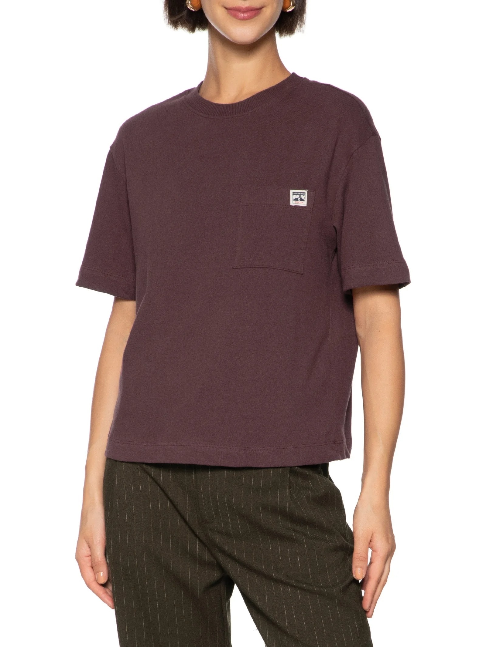 Camiseta Feminina Manga Curta Vinho Hering