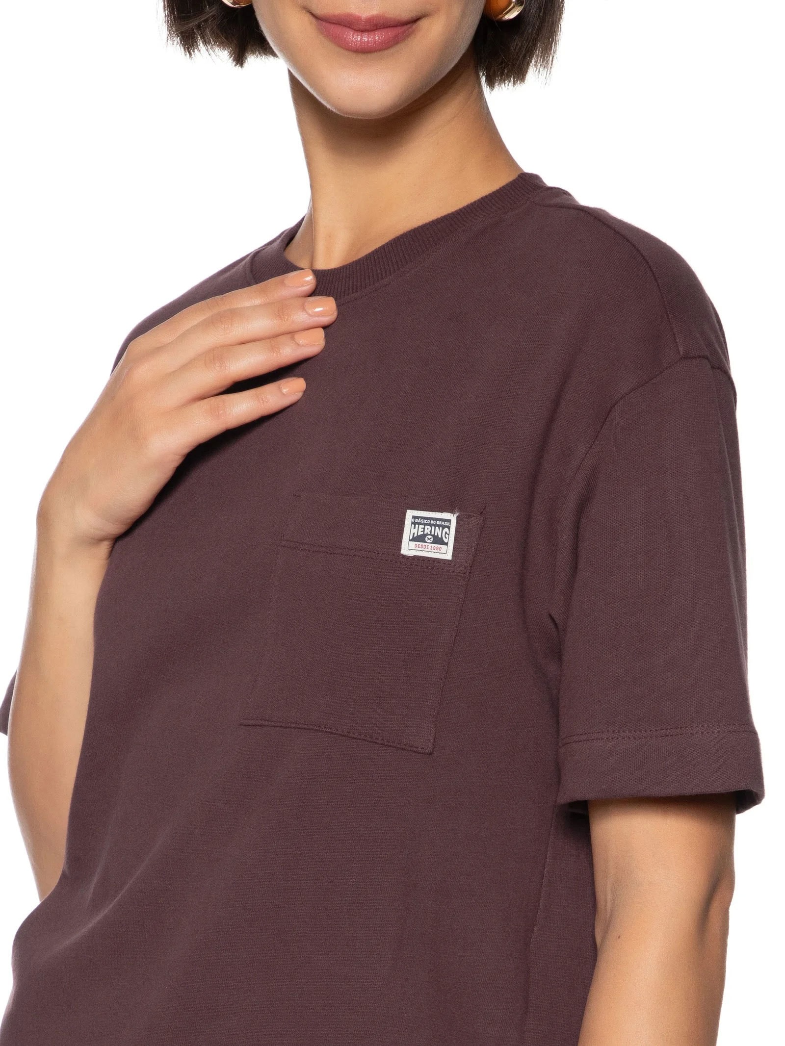 Camiseta Feminina Manga Curta Vinho Hering