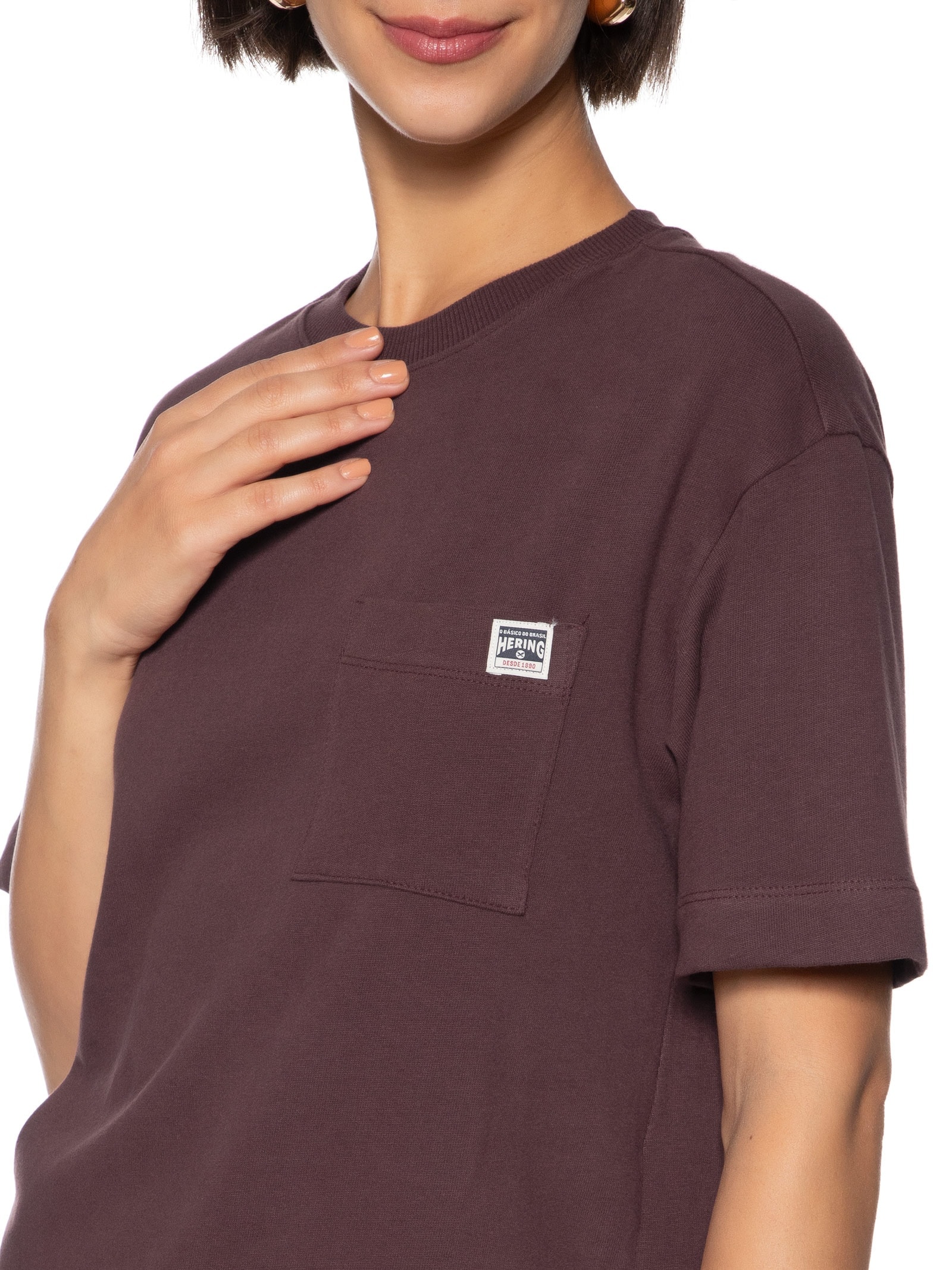 Camiseta Feminina Manga Curta Vinho Hering