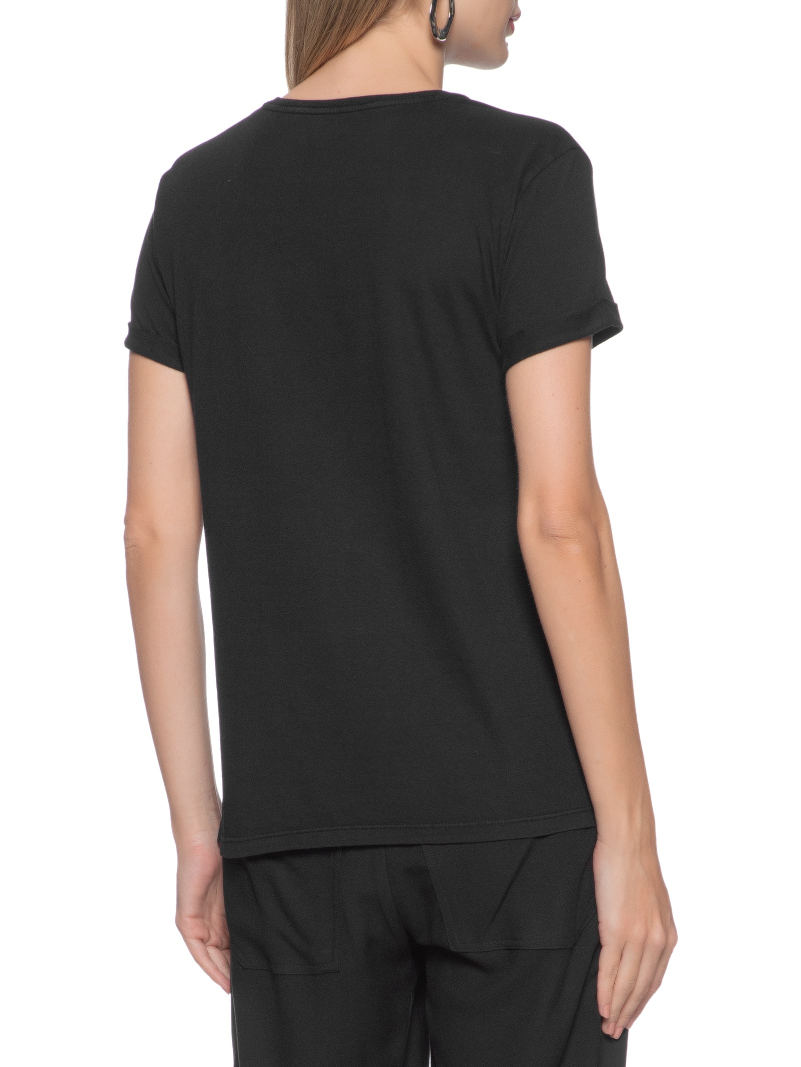 Camiseta Feminina Manga Dobrada Hotfix Preto Guess