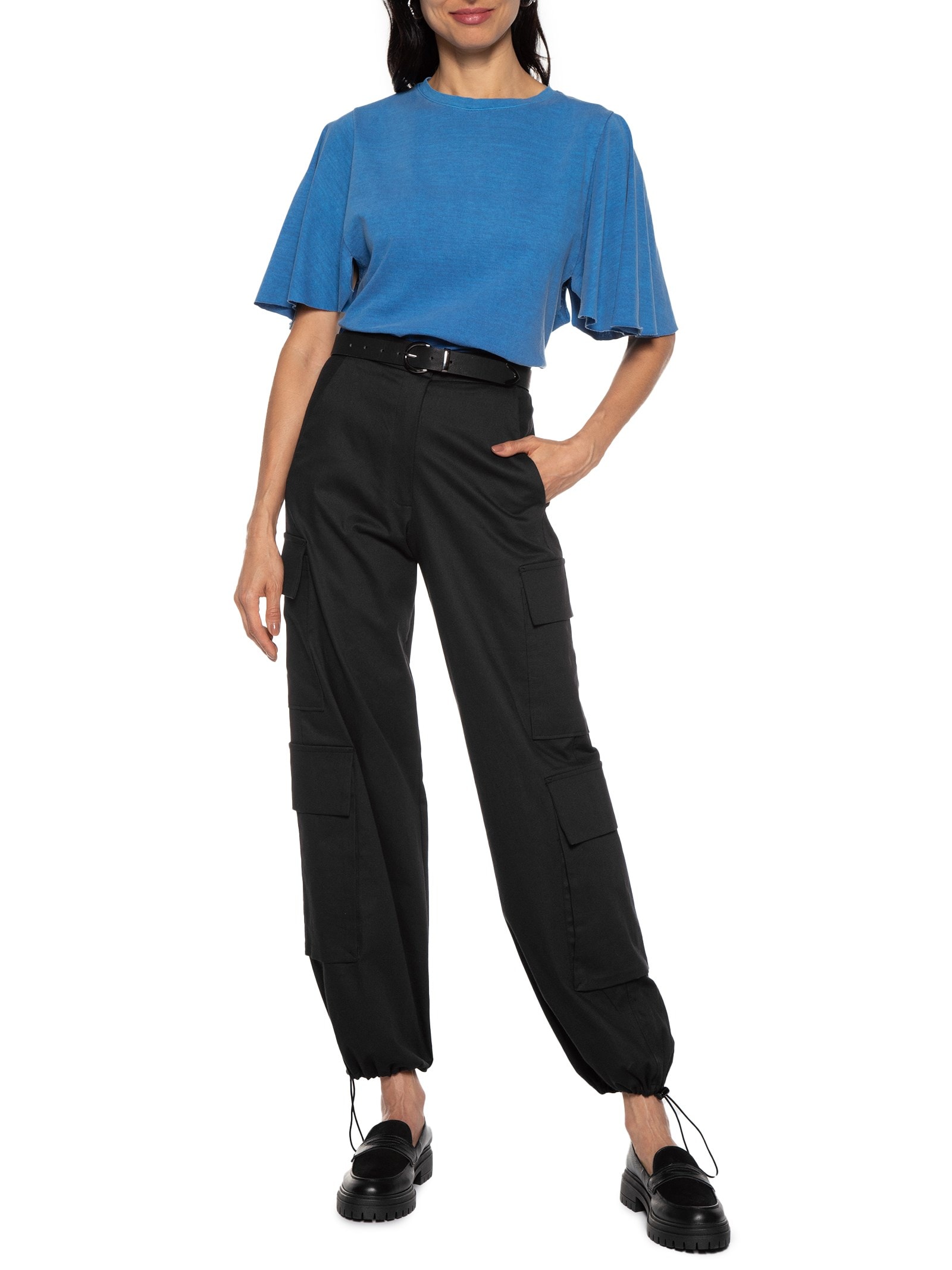 Camiseta Feminina Manga Godê Azul Basiq