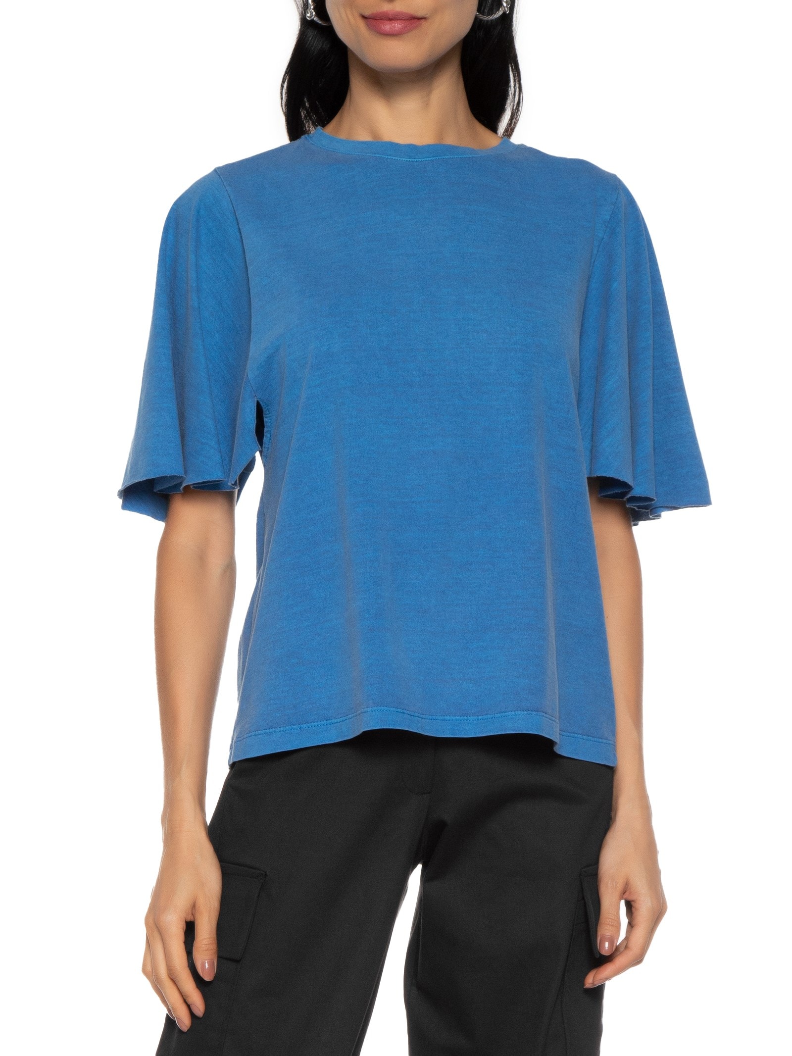 Camiseta Feminina Manga Godê Azul Basiq