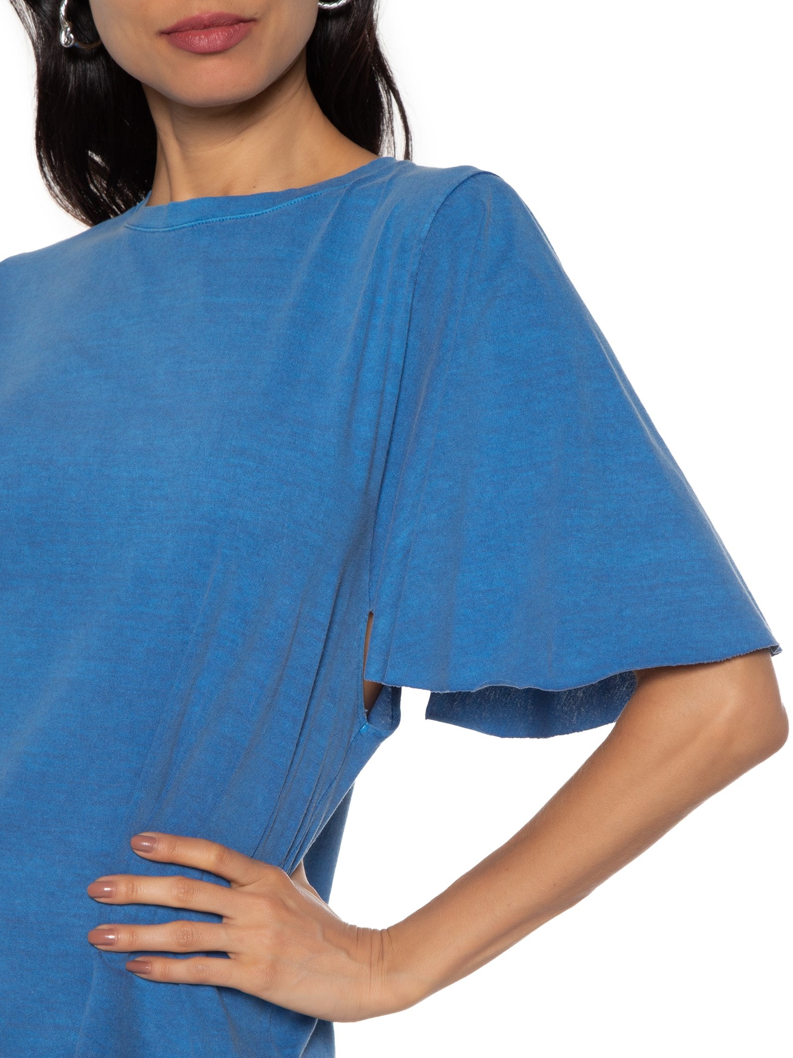 Camiseta Feminina Manga Godê Azul Basiq