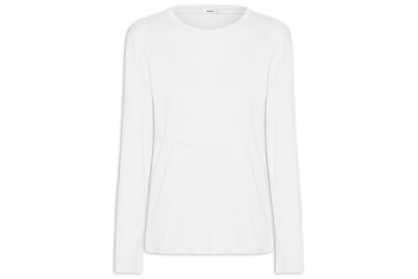 Camiseta Feminina Manga Longa Com Recortes - Branco