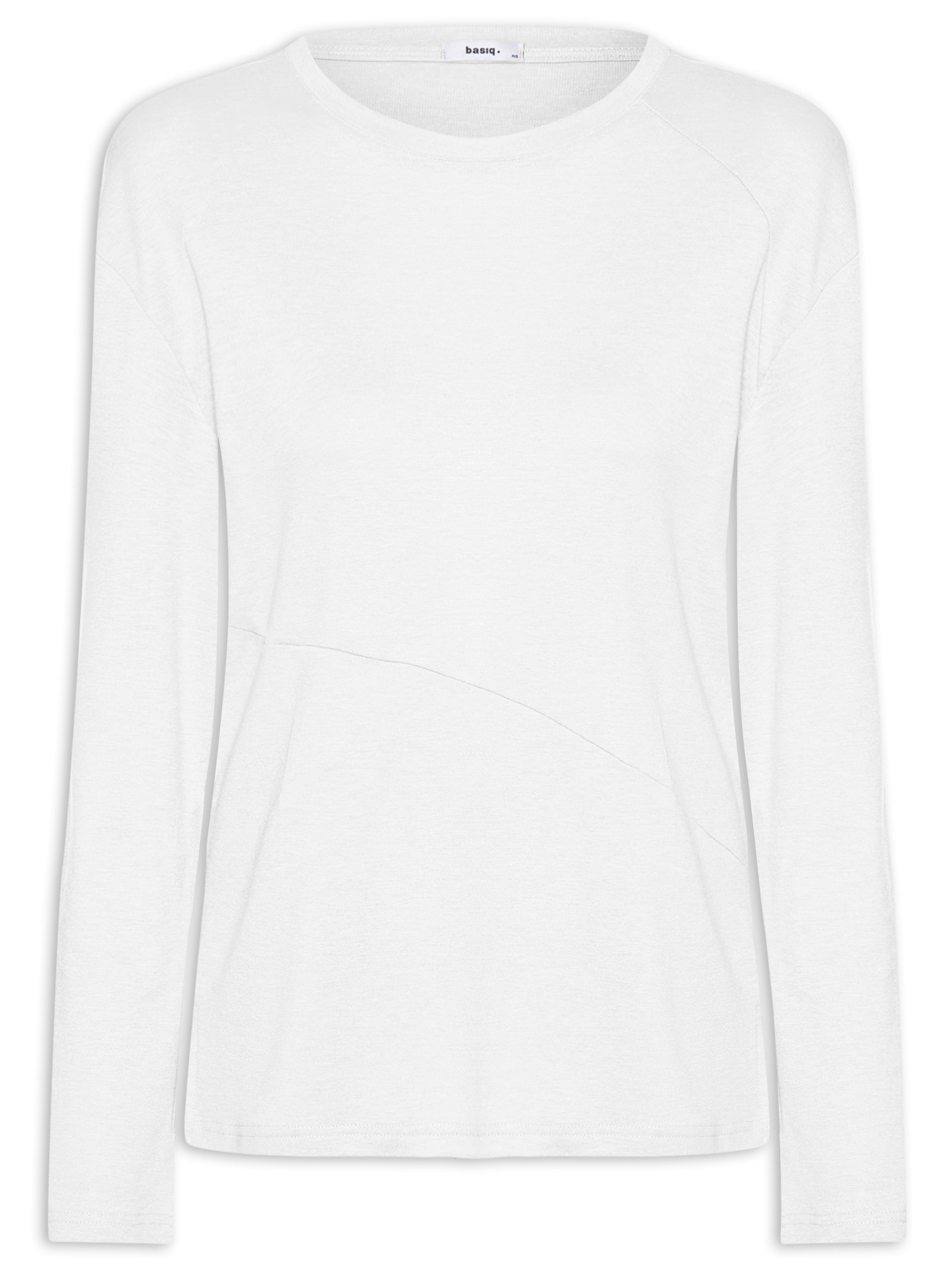 Camiseta Feminina Manga Longa Com Recortes Branco Basiq