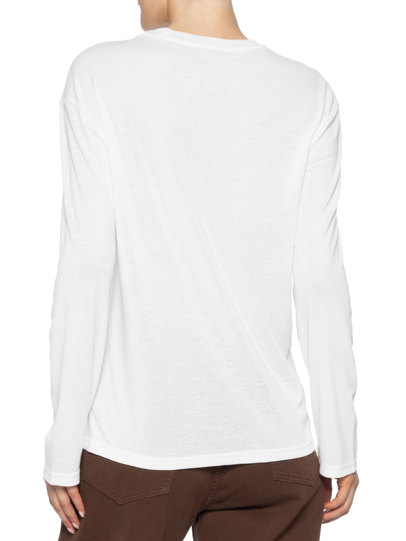 Camiseta Feminina Manga Longa Com Recortes Branco Basiq