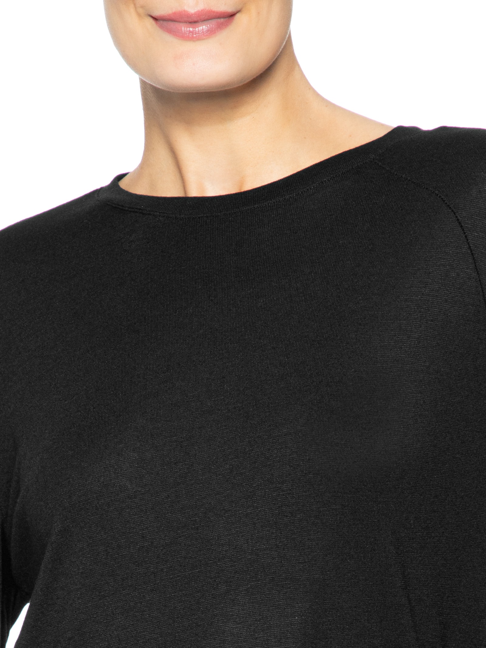 Camiseta Feminina Manga Longa Com Recortes Preto Basiq