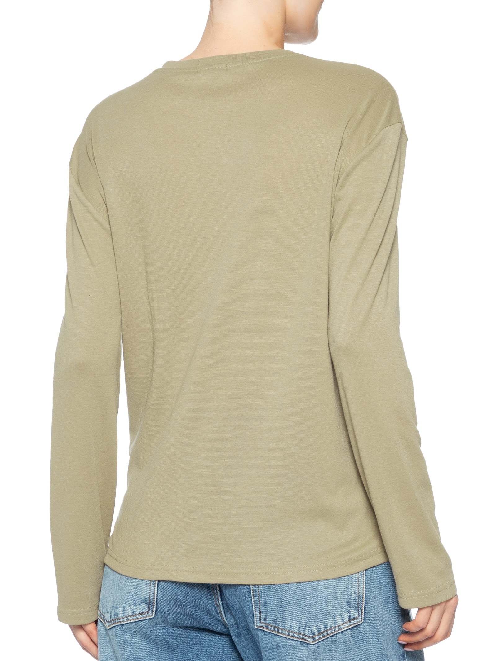 Camiseta Feminina Manga Longa Com Recortes Verde Basiq