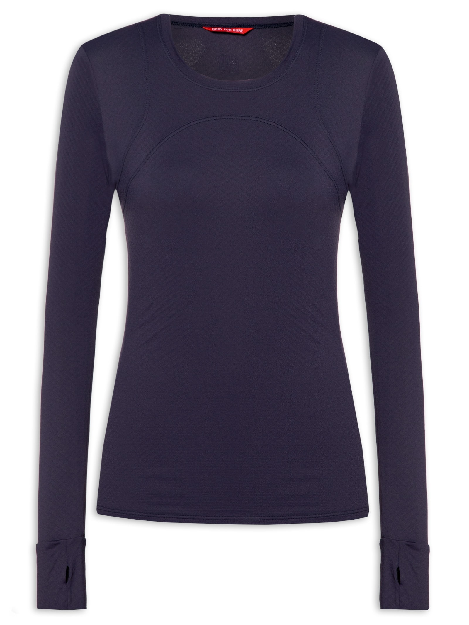 Camiseta Feminina Manga Longa Lisa Azul Body For Sure