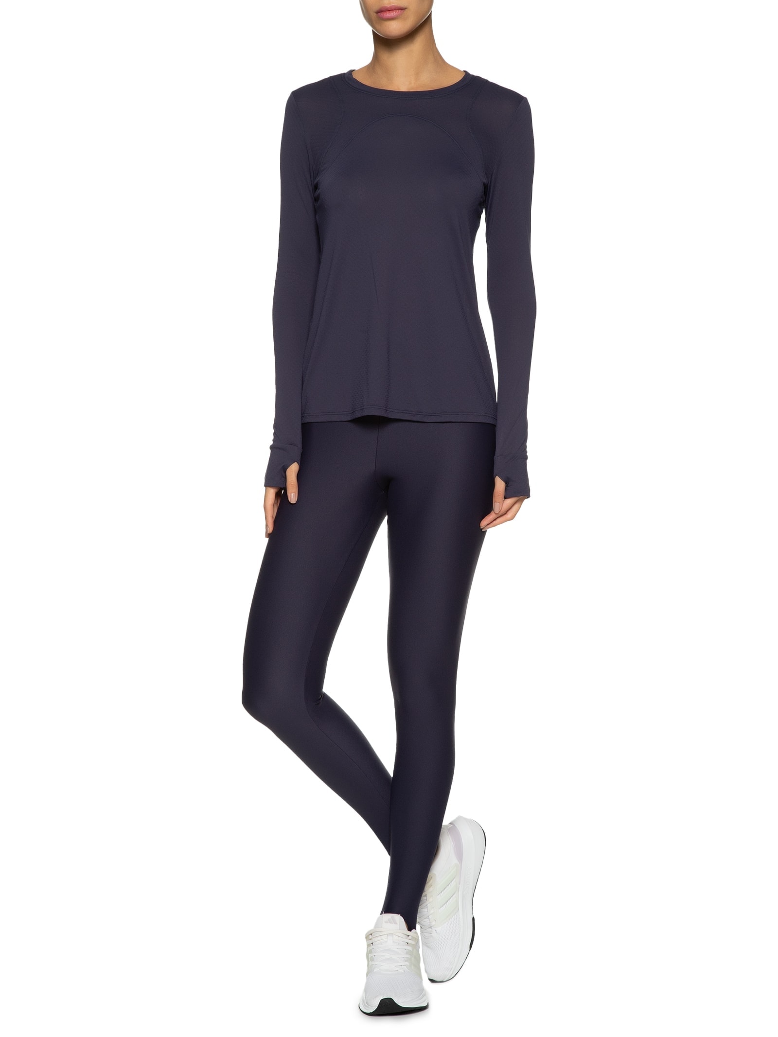 Camiseta Feminina Manga Longa Lisa Azul Body For Sure