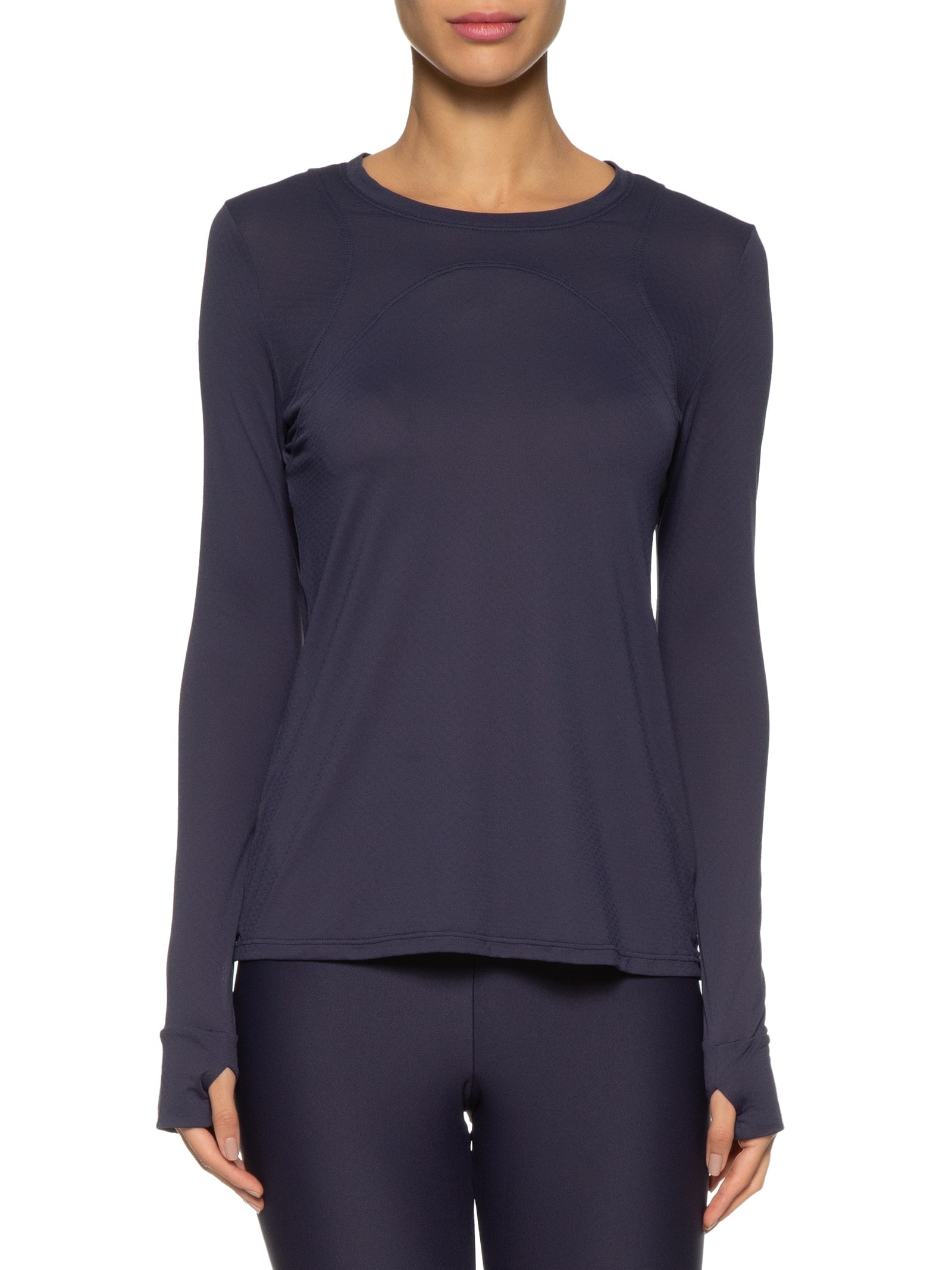 Camiseta Feminina Manga Longa Lisa Azul Body For Sure
