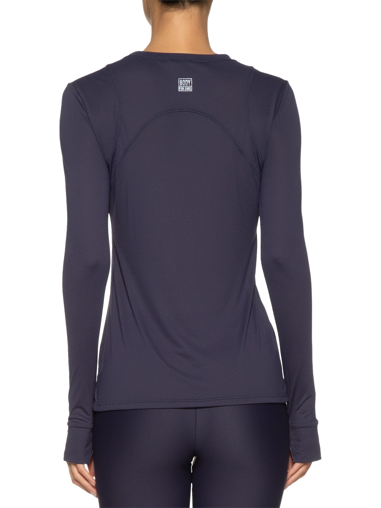 Camiseta Feminina Manga Longa Lisa Azul Body For Sure