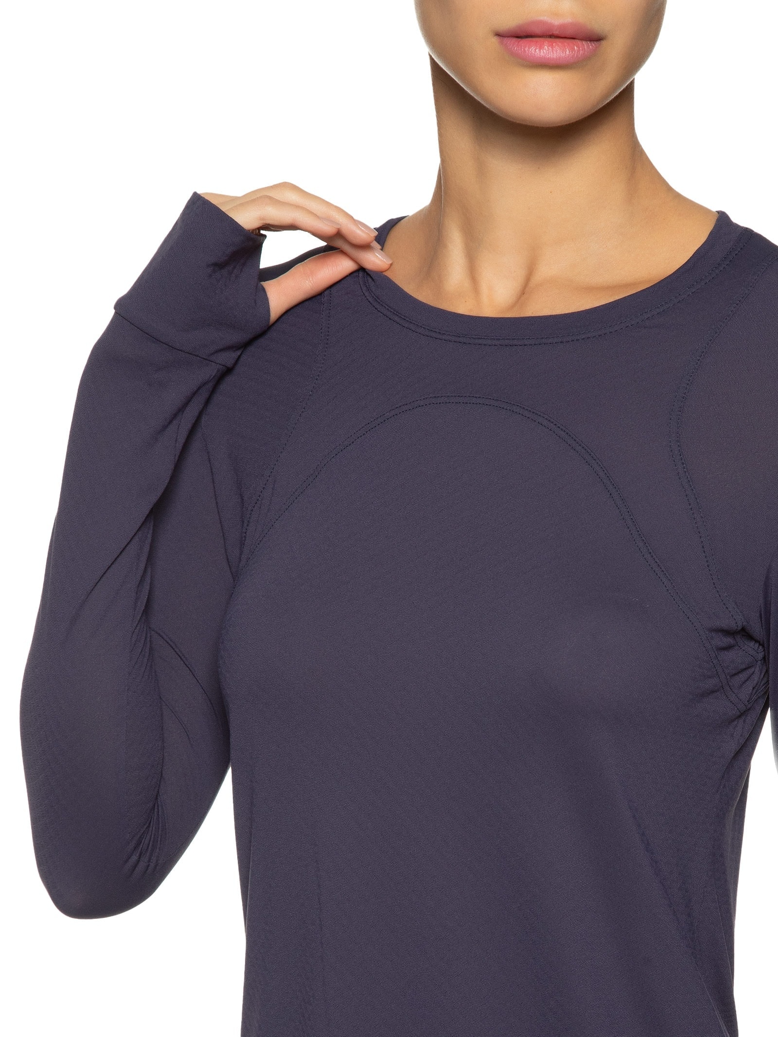 Camiseta Feminina Manga Longa Lisa Azul Body For Sure
