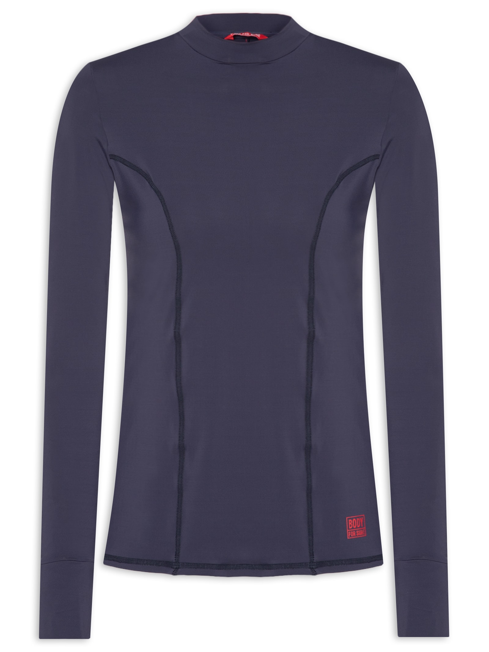 Camiseta Feminina Manga Longa Lisa Azul Body For Sure