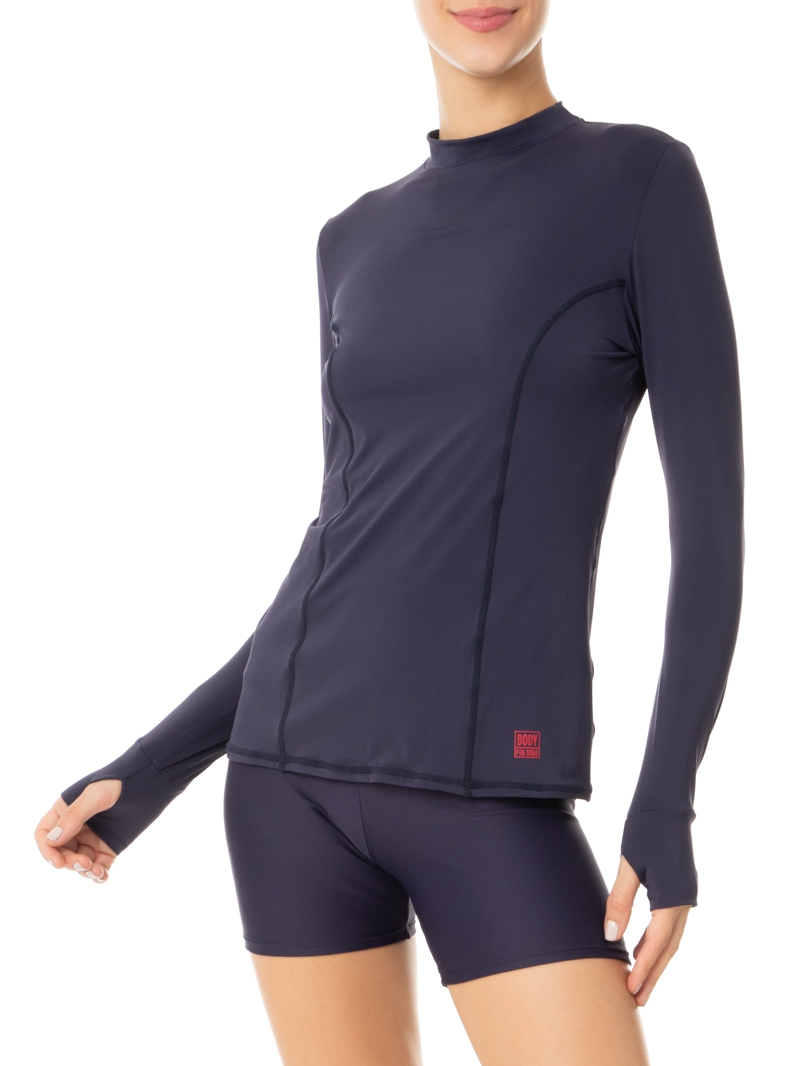 Camiseta Feminina Manga Longa Lisa Azul Body For Sure