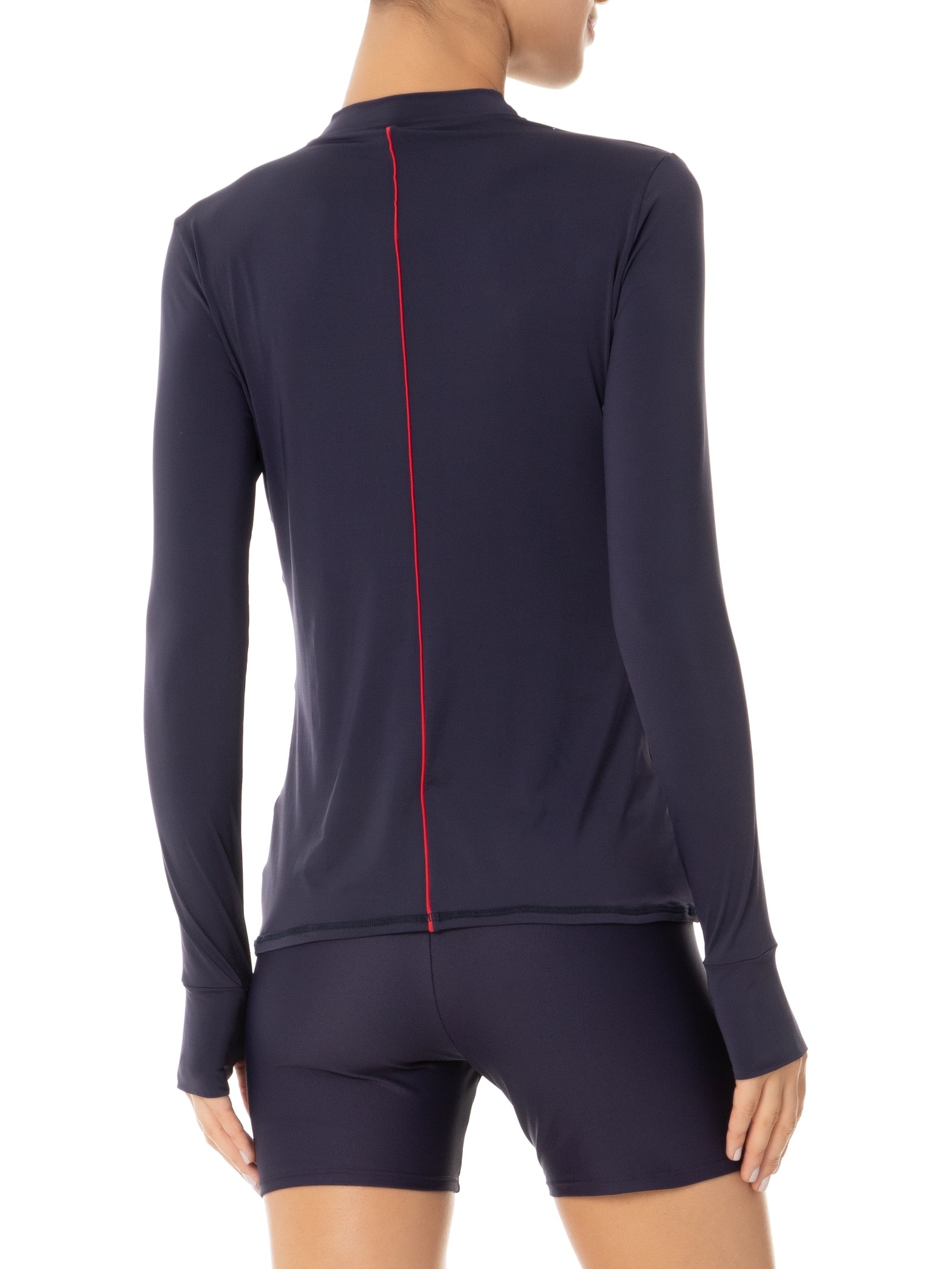 Camiseta Feminina Manga Longa Lisa Azul Body For Sure