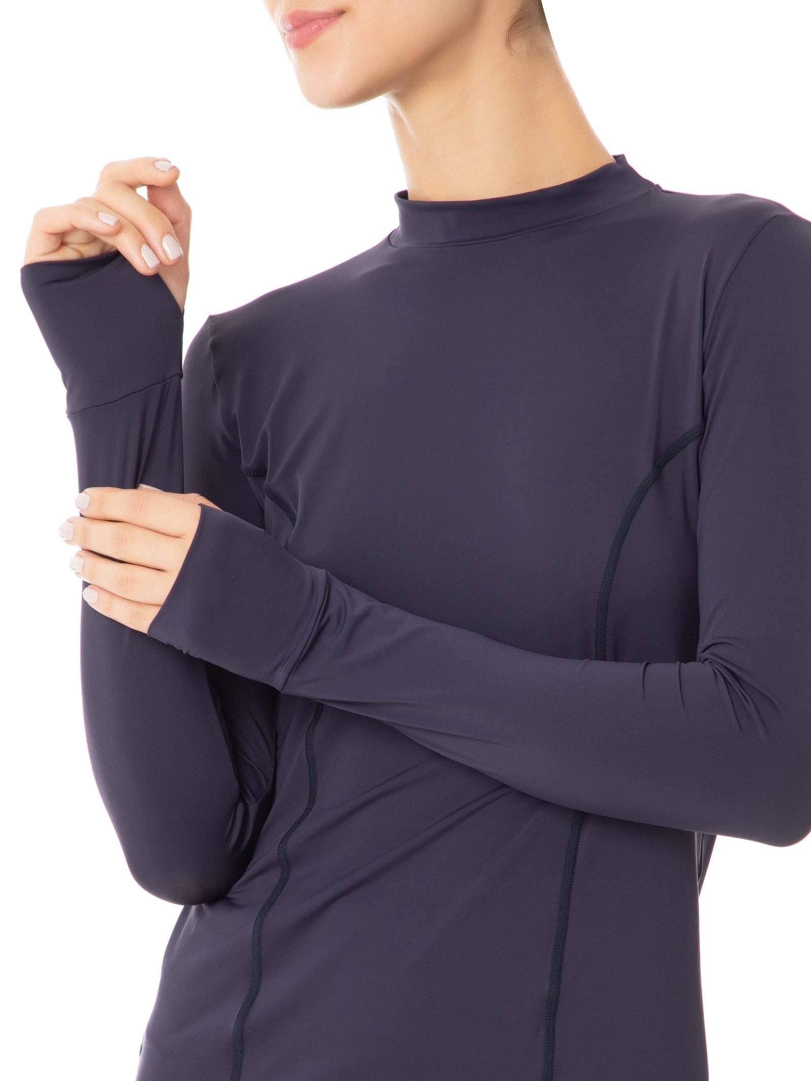 Camiseta Feminina Manga Longa Lisa Azul Body For Sure