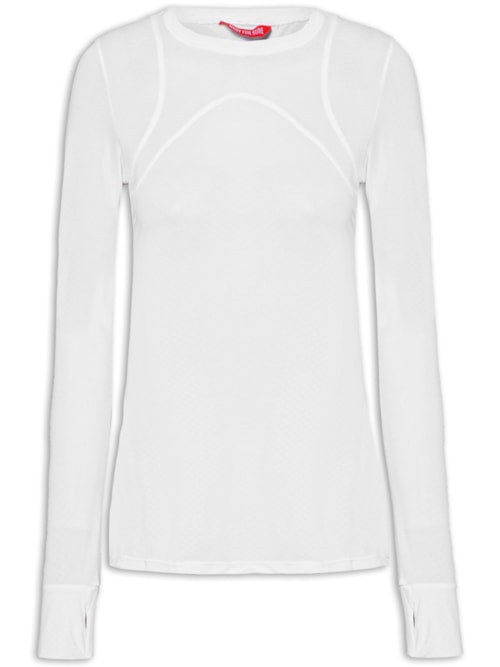 Camiseta Feminina Manga Longa Lisa – Branco