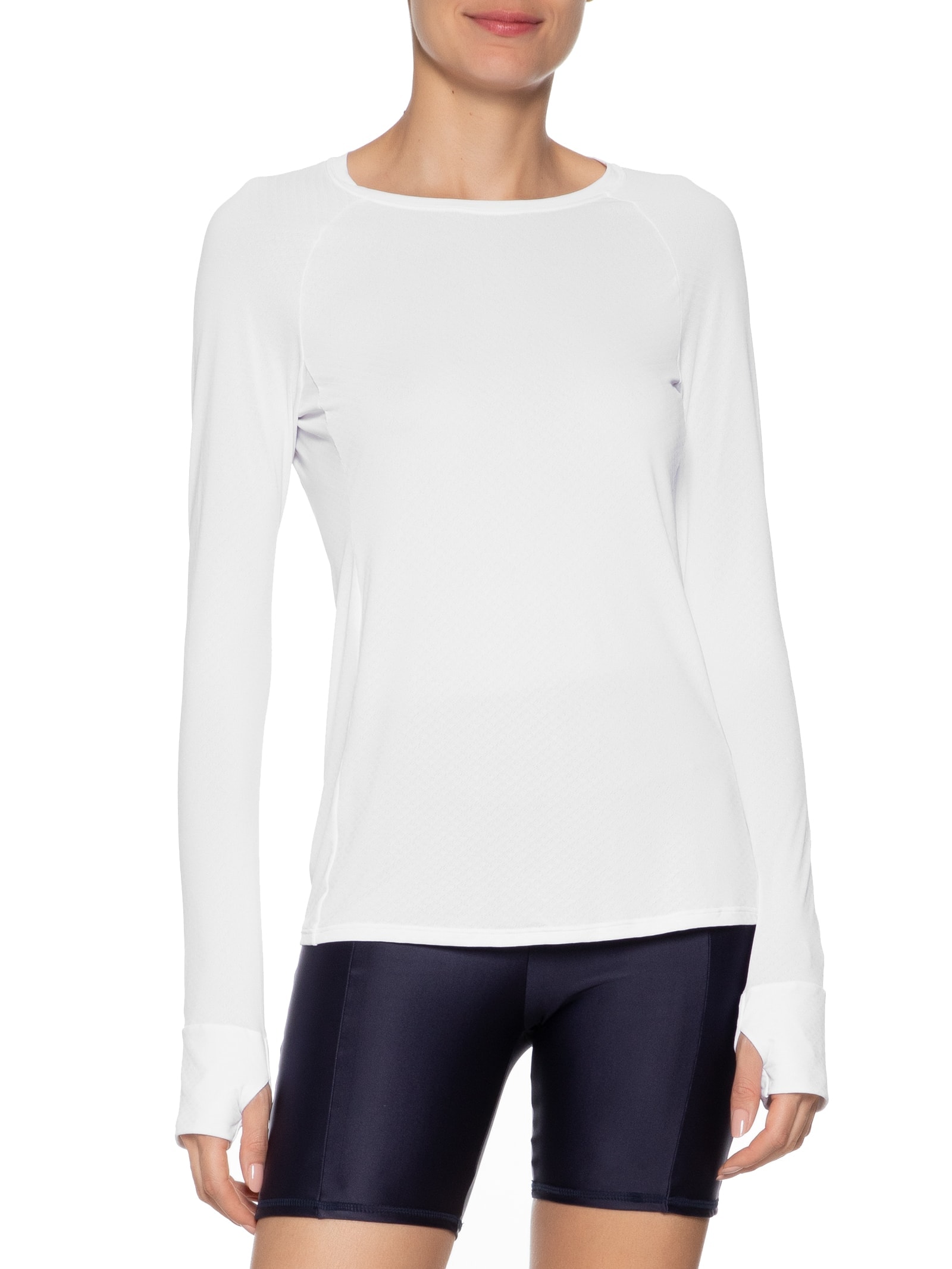 Camiseta Feminina Manga Longa Lisa Branco Body For Sure