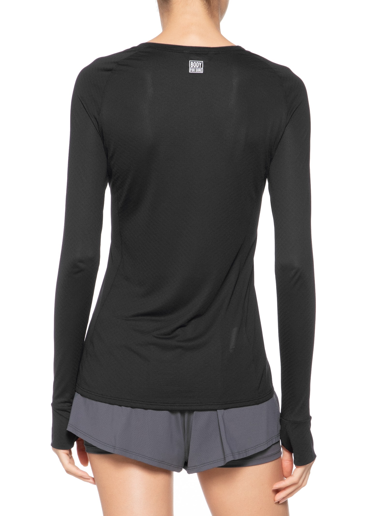 Camiseta Feminina Manga Longa Lisa Preto  Body For Sure