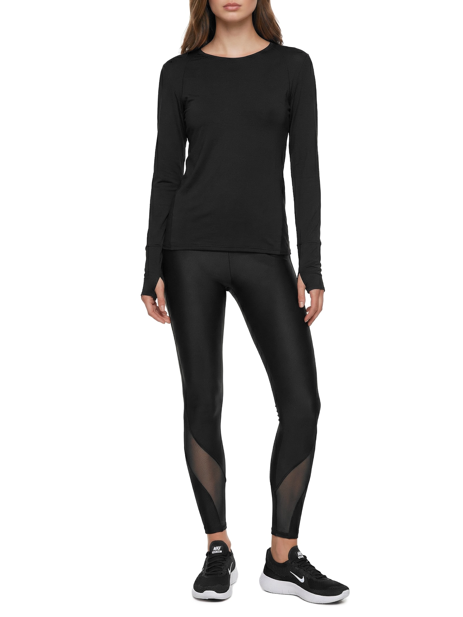 Camiseta Feminina Manga Longa Lisa Preto Body For Sure