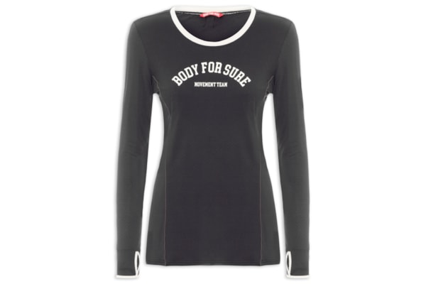 Camiseta Feminina Manga Longa Lisa - Preto