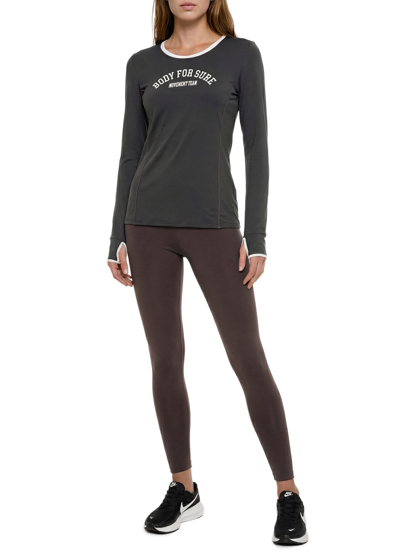 Camiseta Feminina Manga Longa Lisa Preto Body For Sure