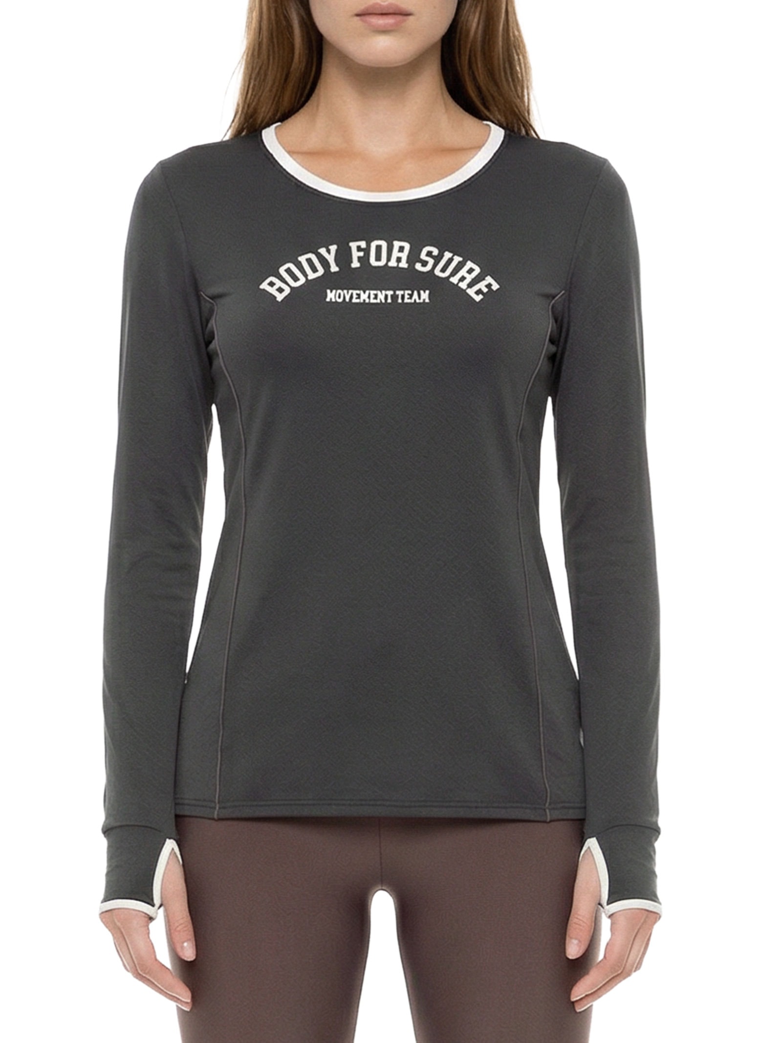 Camiseta Feminina Manga Longa Lisa Preto Body For Sure