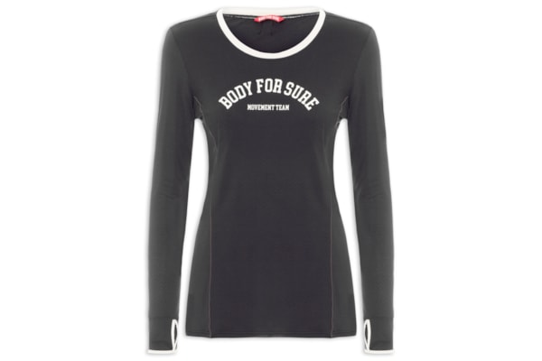 Camiseta Feminina Manga Longa Lisa - Preto